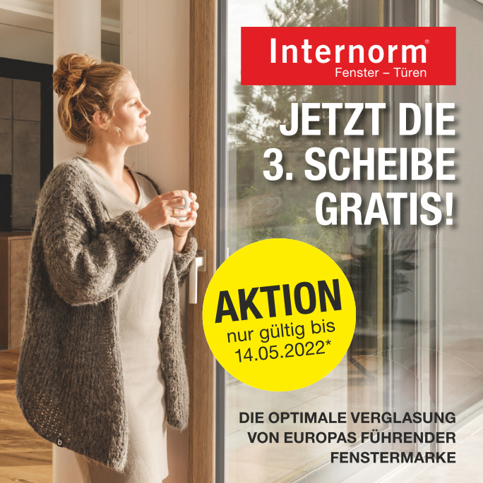 Internorm Aktion dritte Scheibe gratis